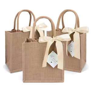 Small Burlap Jute Cotton Canvas for Wedding Party Favors Custom Printed <b>Mini</b> Gift Bag Reusable Bridesmaid Tote - Product Image 2