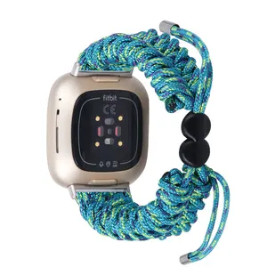 Nieuwe Producten Verstelbare Paracord Paraplu Touw Gevlochten Nylon Horlogeband Voor Fitbit Versa 3 Sense Polsband