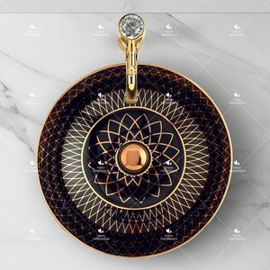 Rose Gold Black Color <strong>Luxury</strong> Modern Design Countertop Wash Basin <strong>Bathroom</strong> Ceramic Handmade Good Quality Art Sink Bowl - Product Image 3