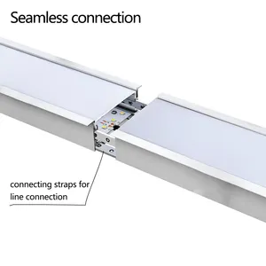 Luz de alumínio montada embutida para escritório com iluminação linear moderna de teto de escurecimento de 4 pés