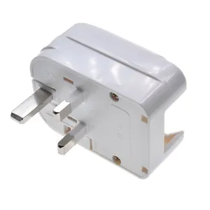 EU Schuko To UK Plug Adapter Round 4.8mm 2 Pins To Type-G BS 3 Pins Converter Adaptor 13A 250V Built-in Fuse White EU Elbow Plug