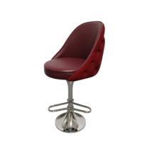 Chaise de bar moderne pour pub commercial, avec structure en acier inoxydable, revêtement en cuir PU rouge, tabouret de bar réglable avec rotation à 360 degrés et repose-pieds