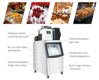 Machine à glace en flocons commerciale 500 kg en acier inoxydable, équipement industriel, refroidissement eau/air, contrôle intelligent LCD pour la restauration
