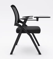 Chaise de formation avec accoudoirs pliables réglables en plastique maillé pour salle de conférence, réunion, étude, écriture, tablette