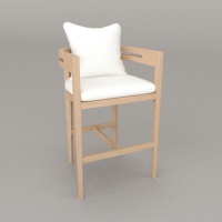 Ensemble de table et chaises de bar d'extérieur en teck avec tabourets de bar rembourrés pour patio, hôtel, complexe hôtelier, restaurant