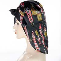 Bonnet de nuit long et large pour fille avec logo imprimé personnalisé et bande élastique, idéal pour protéger les cheveux - Vente en gros