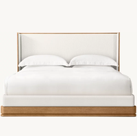 Meubles de chambre à coucher de luxe, lit king size avec panneaux, lits en bois de chêne massif