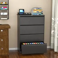 Meubles de bureau en acier durable, classeur latéral en acier à 4 tiroirs verrouillable en métal avec verrouillage central