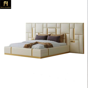 Hiện đại cao cấp sang trọng Vua kích thước giường mềm da đôi Giường lưới mô hình tùy chỉnh cho căn hộ biệt thự nội thất phòng ngủ - Product Image 6