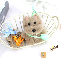 Porte-clés pendentif chiot West Highland en peluche, tissu doux, rembourrage en coton PP, 15 cm, logo personnalisé, accessoire de fête unisexe