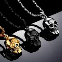 Necklace Necklaces Black Necklace Skull Pendant Necklace Fashion Black Gold Plated Personality Men Necklace Stainless Steel