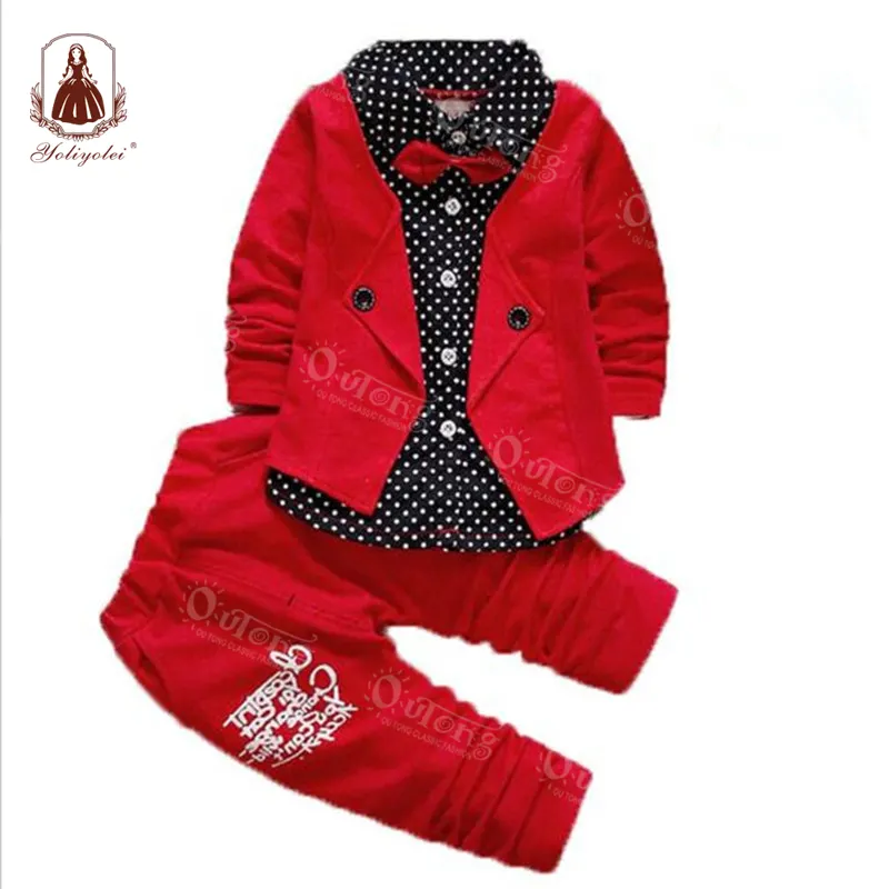 Yoliyolei Ropa Long Sleeve Cotton Warm Winter Gentleman Baby Boy Dress Clothing Tie Casual Suits Outfits Boys Clothing Sets