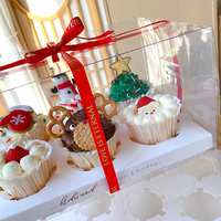 Carton 4 6 12 Trous Tasse Gâteau Boîte Emballage Noël Gâteau Boîtes Bento Gâteau Boîte avec Poignée Fenêtre