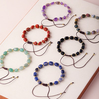 Bracelet ajustable en perles de pierre naturelle 6-11,8 mm, style tendance, améthyste, cristal rose, œil de tigre
