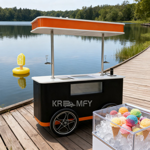 <b>Wheels</b> Hand Push Fiberglass Cargo Bike 250-300W Brushless Motor Lithium Battery 36V Fruits Candy Waffle Street Food Freezer Ice - Product Image 1