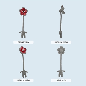 Pendentif <span class=keywords><strong>Fleur</strong></span> Gloutonne au Crochet Fait Main, <span class=keywords><strong>Petit</strong></span> Homme Magique Tacheté Rouge <span class=keywords><strong>et</strong></span> Gris, Accessoire de Sac <span class=keywords><strong>et</strong></span> Clés Tricoté - Product Image 2