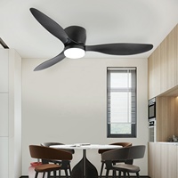 Ventilateur de plafond grand format 52 pouces avec lumière, lustre simple en fer, ventilateur de plafond pour hôtel, table à manger, noir et blanc, ventilateur LED avec lumière