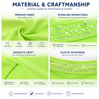Ensemble d'entraînement pour équipe, vert néon, personnalisé, avec strass scintillants, tissu léger et inaltérable, pour la pratique du cheerleading