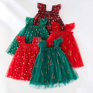 Nouveau noël enfants bébé paillettes étoile étincelle tulle robes noël fête canne à sucre Plaid noël enfants fille couches tutu <span class=keywords><strong>robe</strong></span> - Product Image 2