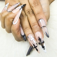 Uñas Postizas con Diseño a Mano, Estilo Dulce y Atrevido, Alta Calidad, Reutilizables
