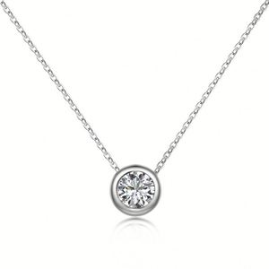 Ensemble de bijoux en argent 925, collier, boucles d'oreilles et bague avec diamants ronds, sertissage minimaliste, pour femme, à porter au quotidien - Product Image 2