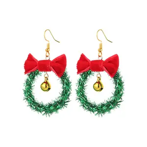 Christmas Earrings for Women Girls Bow Bells Xmas Dangle Earrings Holiday Jewelry for Christmas Gift