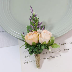 定制婚礼舞会蓝色粉色红色玫瑰人造丝花新娘伴娘丝带手链手腕婚礼胸花 - Product Image 4