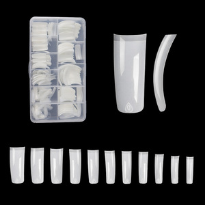 550 pièces Style français acrylique pointe artificielle <span class=keywords><strong>manucure</strong></span> <span class=keywords><strong>clair</strong></span>/blanc demi-couverture faux acrylique ongles conseils avec boîte pour ongles conseils Art - Product Image 4