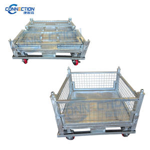 Palette de stockage pliable en acier <span class=keywords><strong>galvanisé</strong></span> robuste, cage à fil avec chariot - Product Image 2