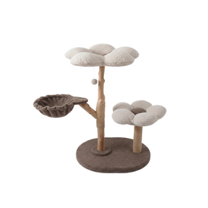 Árbol para Gatos Integrado de Madera Natural Sólida Directo de Fábrica, Diseño Floral Encantador, Juguete para Gatos de Interior, Muebles para Mascotas, Venta al por Mayor OEM - Product Image 6