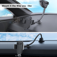 Support de téléphone de voiture C119 à bras flexible long, tête rotative à 360 degrés, base ABS, pour téléphones de 4,5 à 7 pouces, antidérapant, pour une conduite sécurisée