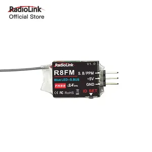 RadioLink Factory R8FM FHSS MINI, penerima MINI 8 saluran untuk pemancar SBUS/PPM Output sinyal jangkauan 2km untuk Drone pengendali RC