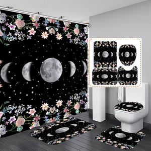 Moon Phase Moonlit Celestial Flower Decoración para el hogar Accesorios de baño Alfombras Juegos de cortinas de Ducha - Product Image 6