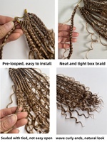 Extensions de Cheveux Synthétiques Premium Tressées Boho Box Bob Courtes de 8" et 10" pour Enfants et Femmes, Crochet Pré-Bouclé, Double Trame Faite à la Machine