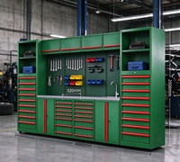 Armoire à outils modulaire industrielle en acier laminé à froid 2026 avec évier et réfrigérateur, OEM/ODM/OBM, pour garage, atelier de réparation et stockage