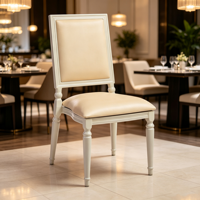 Chaise de salle à manger blanche de luxe moderne, nouveau style, coussin confortable, chaises empilables pour restaurant et auditorium, pour événements de mariage