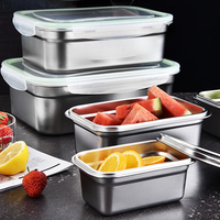 Réfrigérateur boîte de stockage des aliments frais étanche récipient alimentaire en acier inoxydable réutilisable avec couvercle