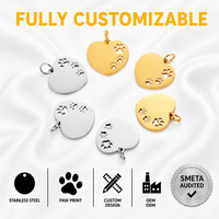 GFT Custom Hartvormige Pootafdruk RVS Huisdier ID-Tag Hond Kat Naamplaat Gepersonaliseerde Gegraveerde Groothandel Bulk Leverancier