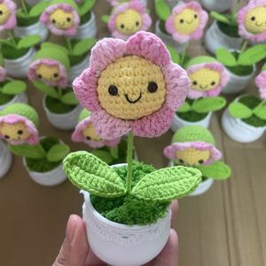 Ramo pequeño de flores de loto de ganchillo, plantas en maceta, flores artificiales tejidas para siempre con maceta, amigos, madre, niños, regalo Personal - Product Image 5