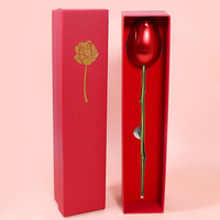Boîte à bijoux en plastique transparent à rose unique, boîte de rangement multicouche pour collier, bague, cadeau, souvenir de mariage, boîte décorative
