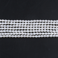 Perles de Riz d'Eau Douce Blanches de Haute Qualité 5-6mm C-4A, Perles Véritables Très Brillantes