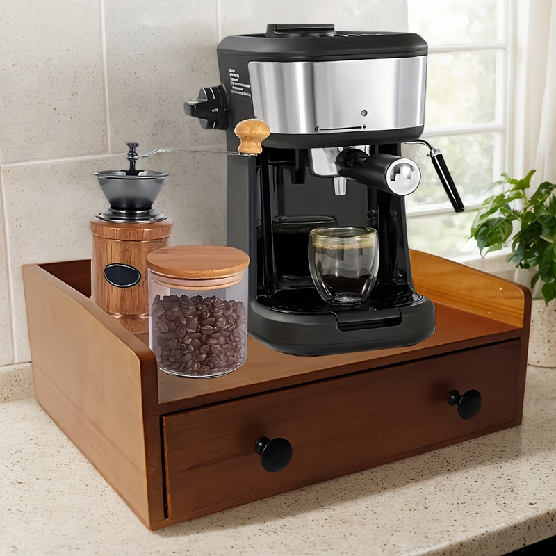 Coffee Bar Organizer with Drawer Open