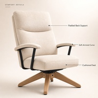 Fauteuil rembourré moderne avec dossier haut et assise rembourrée, pieds en bois, pour salon, chambre et mobilier de maison