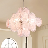 Lustre en verre rose de style français, éclairage artistique pour chambres à coucher et salles à manger ; design rétro MURANO du milieu du siècle