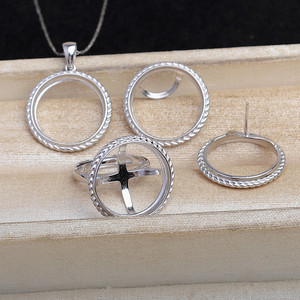 S925 <b>Silver</b> Mabei Accessories High End 18.5mm Wind Versatile Earrings Pendant Earnail <b>Ring</b> <b>Set</b> 5686 - Product Image 1