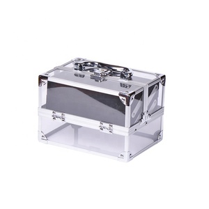 Small Acrylic Makeup Organizer Clear Organizador De Maquillaje Portable Aluminum Makeup Case