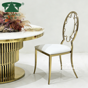 Silla Moderna de Acero Inoxidable para Bodas y Hoteles, con Respaldo Tipo Luna para Relajación, Ideal para Apartamentos, Comedores Exteriores y Salas de Estar - Product Image 3