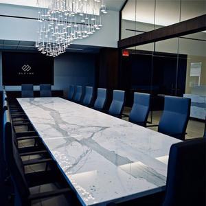 Stasiun kerja batu kuarsa persegi panjang dapat disesuaikan, meja konferensi <span class=keywords><strong>12</strong></span> orang modern melengkung - Product Image 4