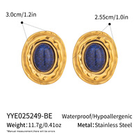 Boucles d'oreilles clous en acier inoxydable avec gemmes naturelles irrégulières, bijoux anti-rouille pour mariée, mariage, soirée, accessoire d'oreille