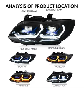 Conjunto de Faros LED E92 E93 Mejorados para <span class=keywords><strong>BMW</strong></span> Serie 3 2007-2013 Coupé <span class=keywords><strong>Convertible</strong></span>, Azul <span class=keywords><strong>Blanco</strong></span> DRL, Lente Ahumada con Ojos de Ángel - Product Image 2